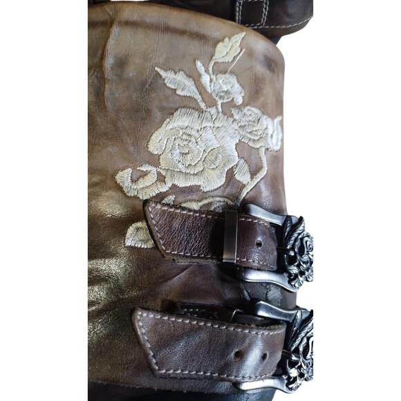 Mark Nason Rock Lives Western Embroidery Roses Distressed Leather Ankle Boot 9 - Picture 5 of 14
